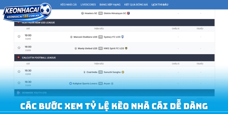 Các bước xem tỷ lệ kèo nhà cái dễ dàng