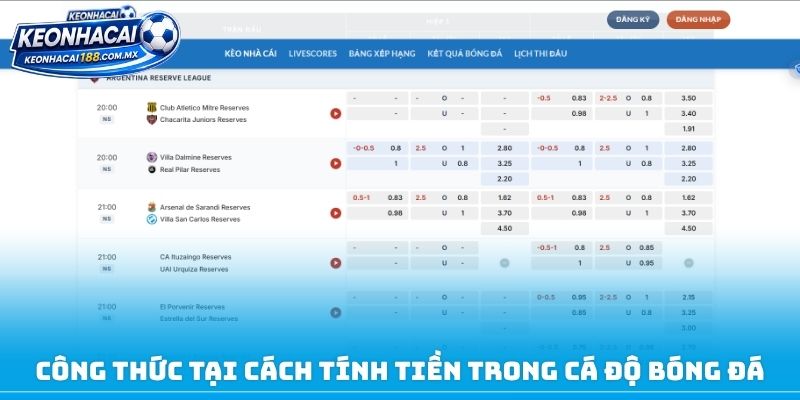 Công thức tại cách tính tiền trong cá độ bóng đá
